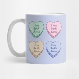 I Love Thrift Stores Heart Shapes Mug